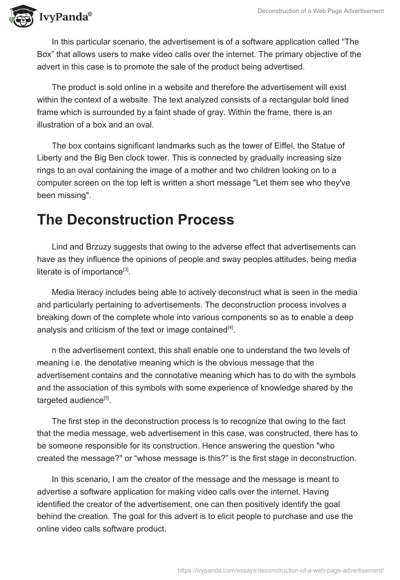 Deconstruction of a Web Page Advertisement. Page 2