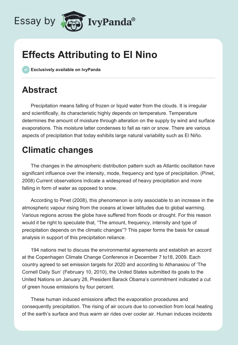Effects Attributing to El Nino. Page 1
