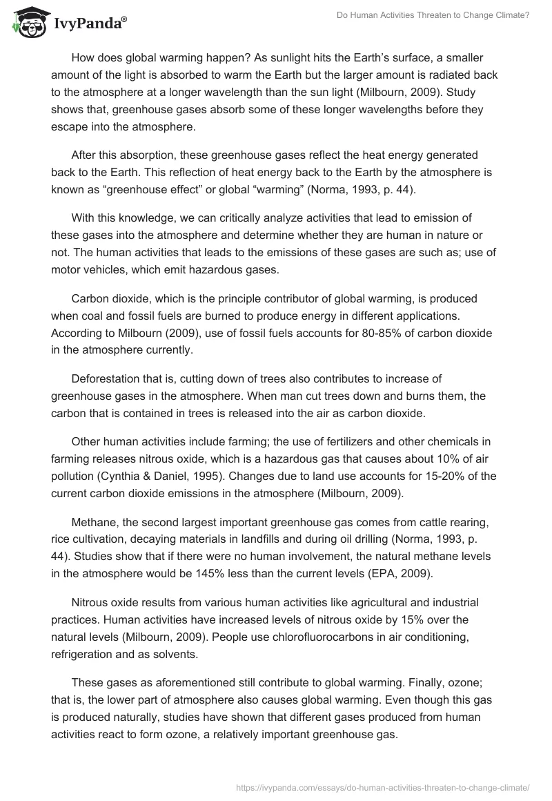 Do Human Activities Threaten to Change Climate?. Page 2