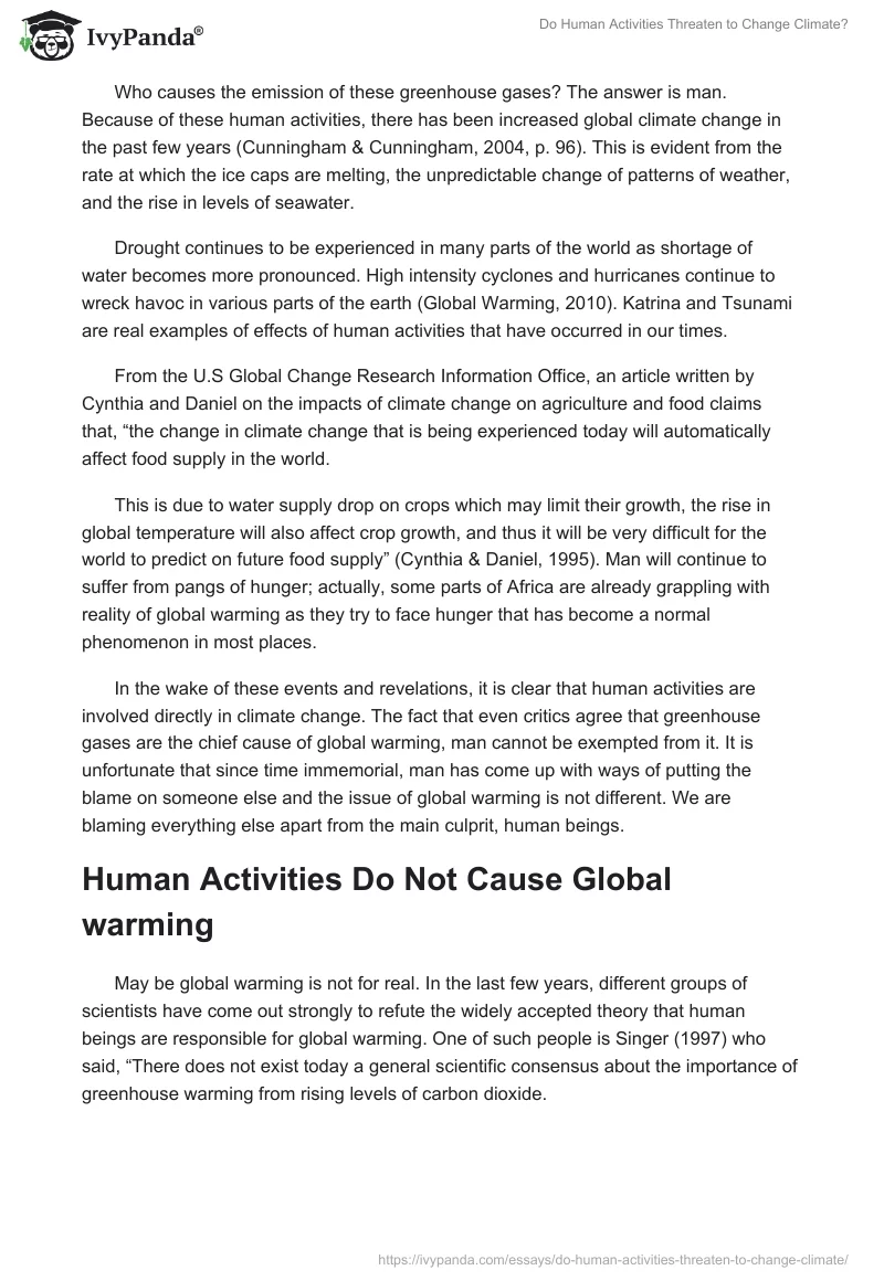Do Human Activities Threaten to Change Climate?. Page 3