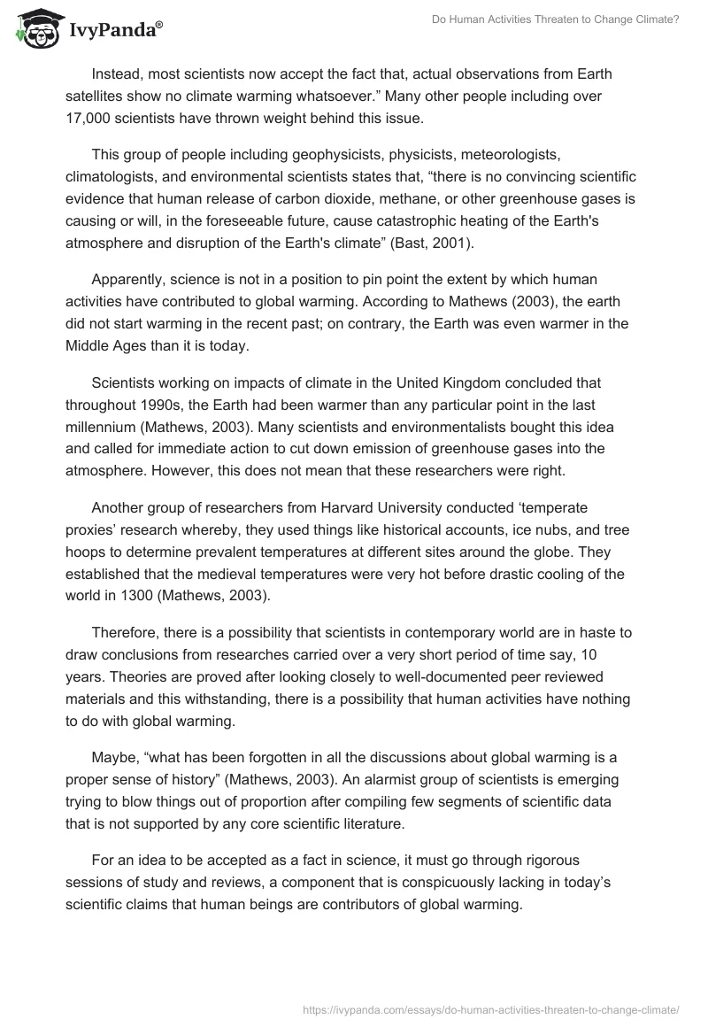 Do Human Activities Threaten to Change Climate?. Page 4