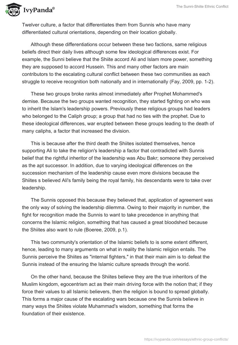 The Sunni-Shiite Ethnic Conflict. Page 2