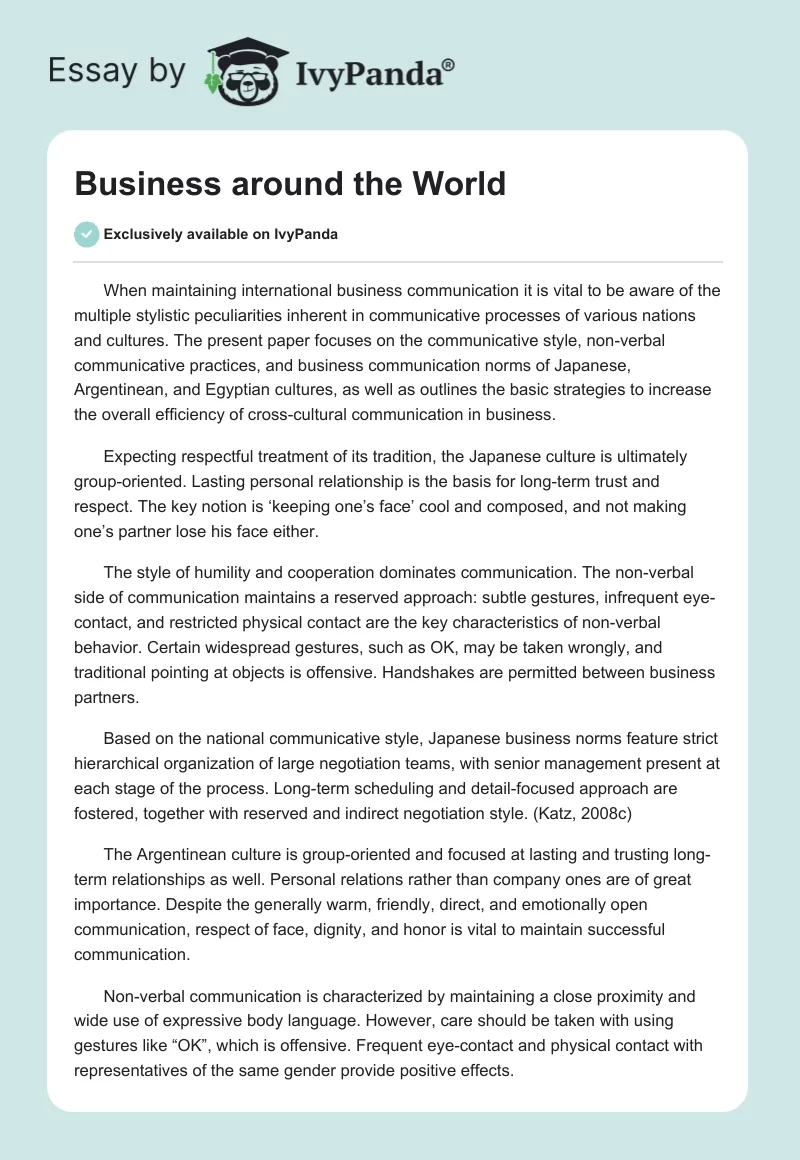Business around the World. Page 1