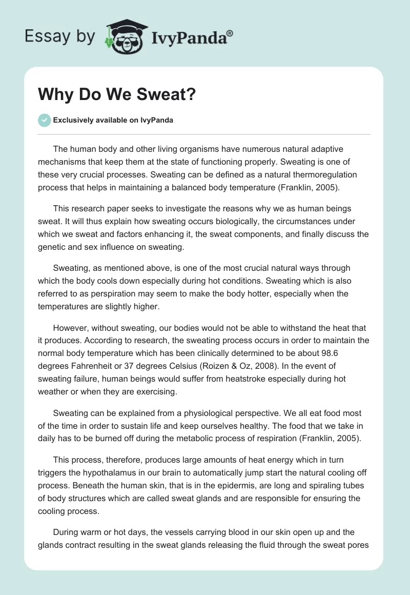 Why Do We Sweat?. Page 1