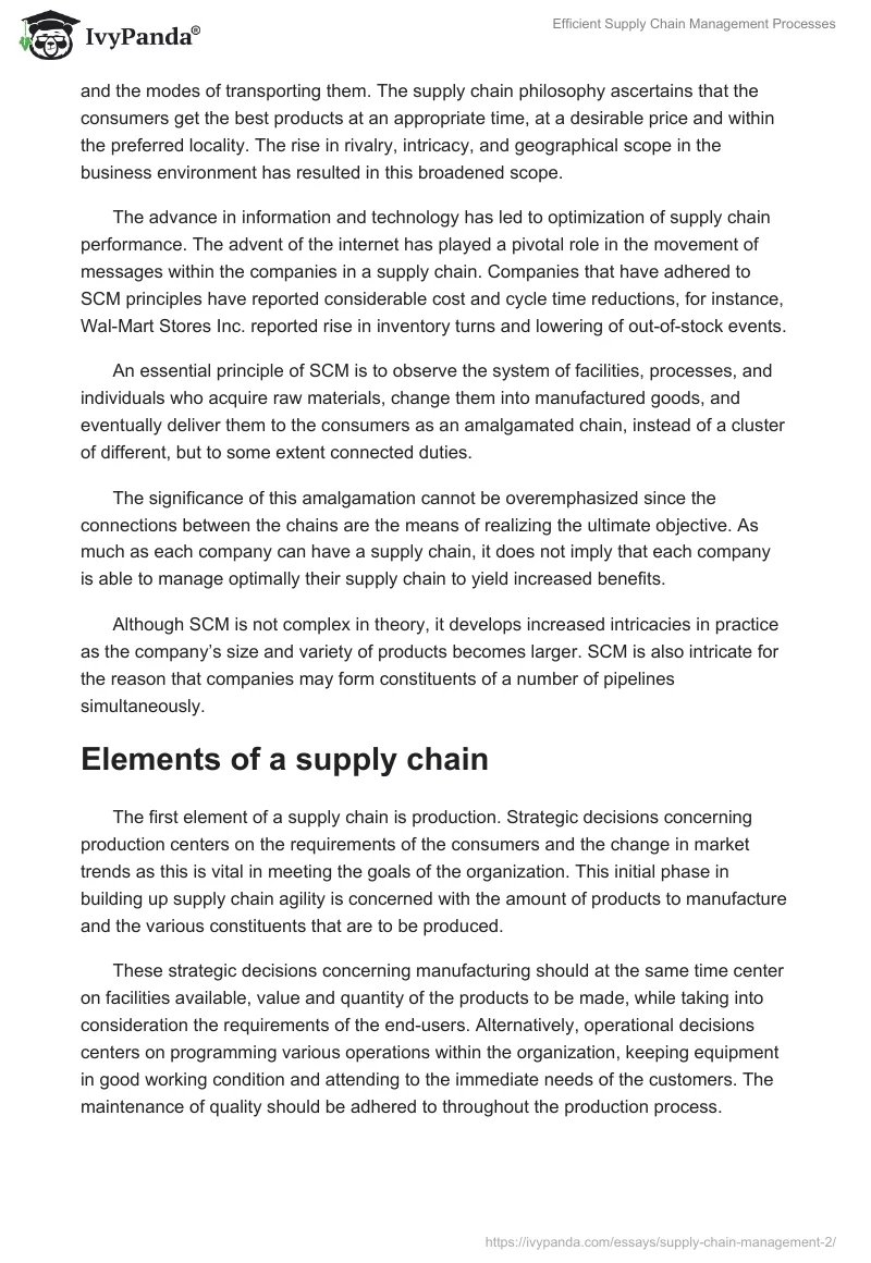 Efficient Supply Chain Management Processes. Page 2