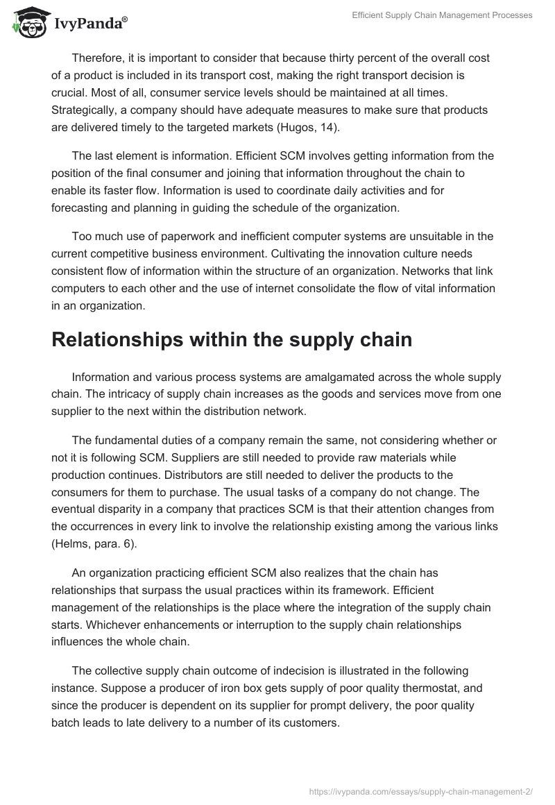 Efficient Supply Chain Management Processes. Page 4