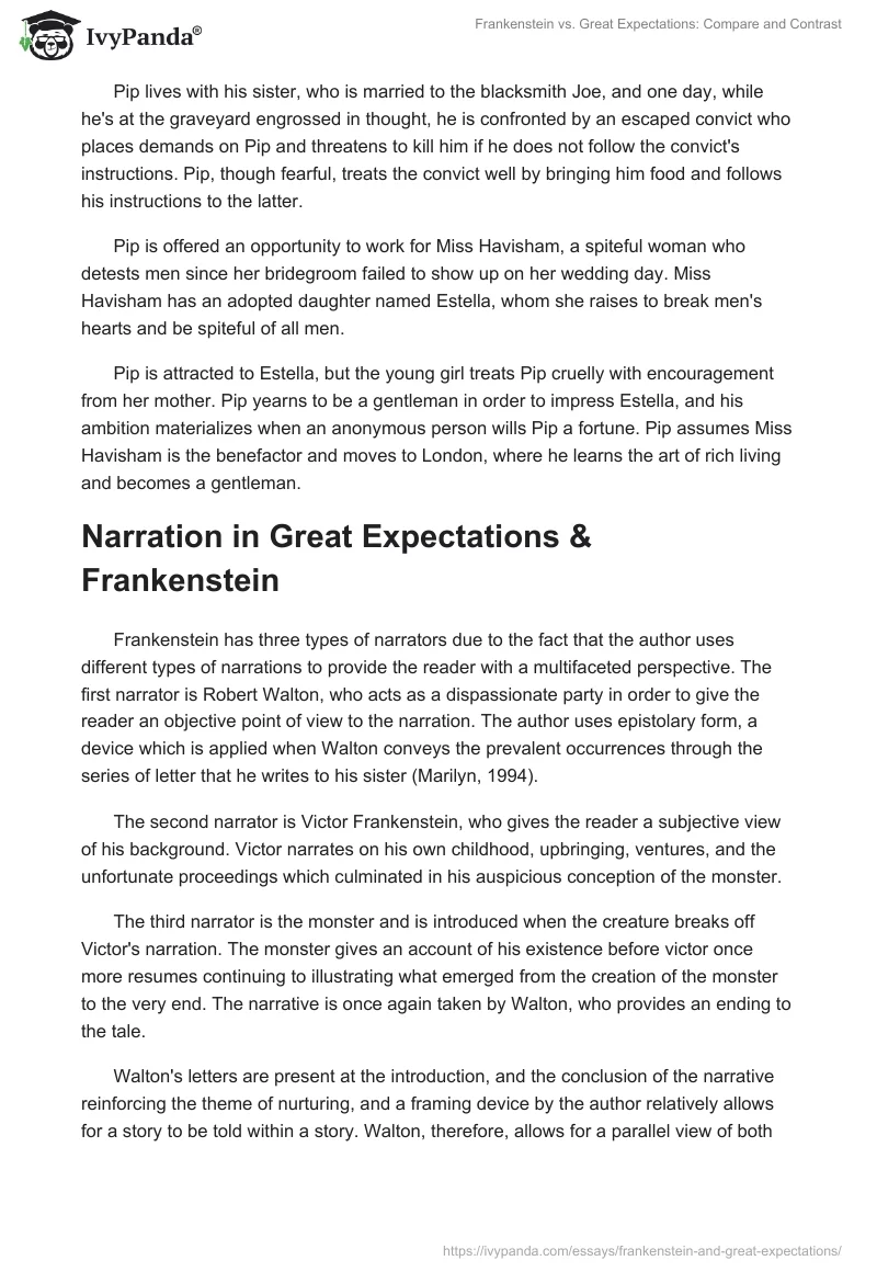 "Frankenstein" vs. "Great Expectations": Compare and Contrast. Page 2