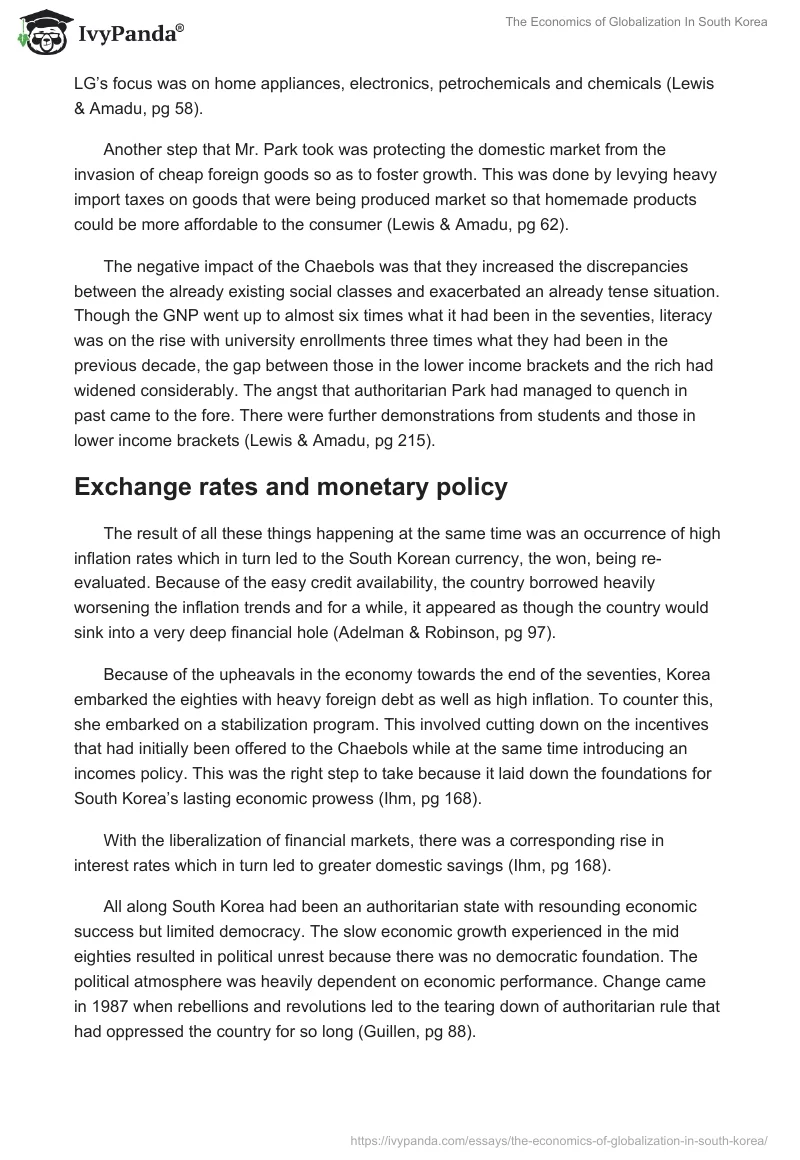 The Economics of Globalization In South Korea. Page 3