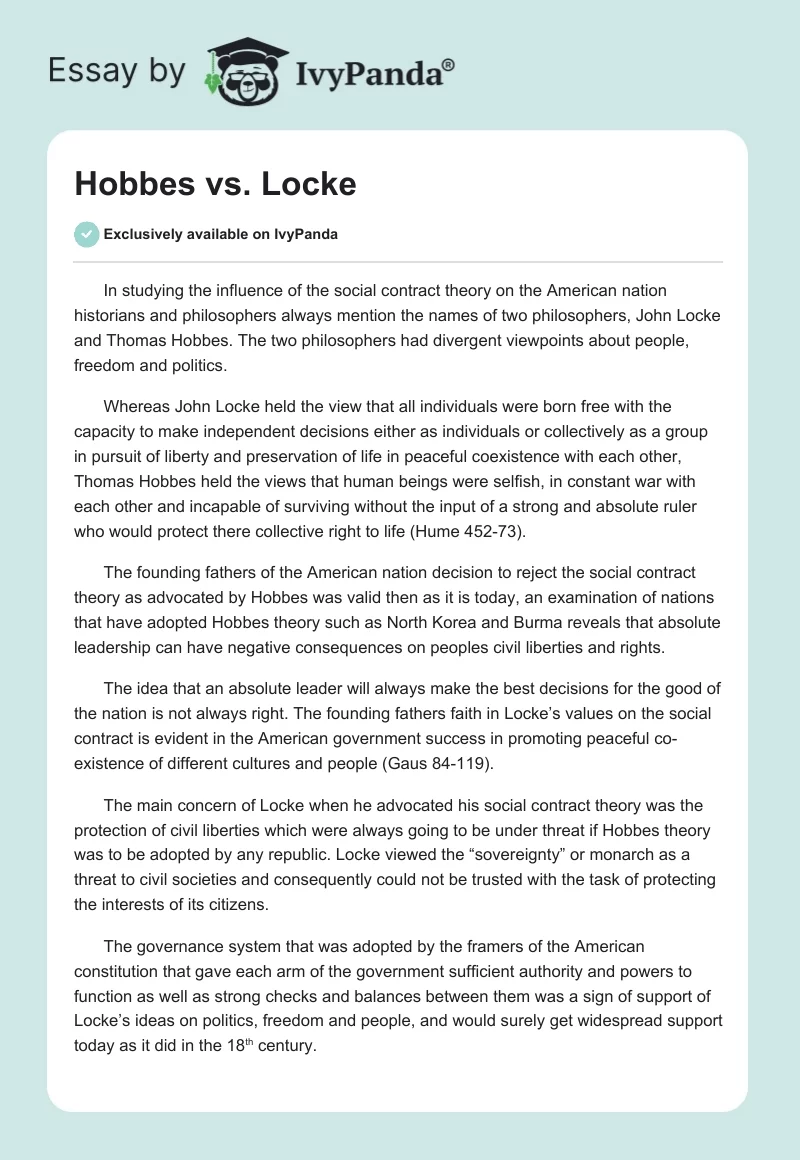 Hobbes vs. Locke. Page 1