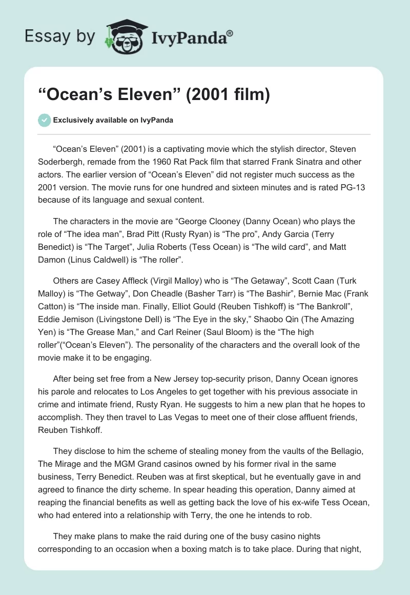 “Ocean’s Eleven” (2001 film). Page 1