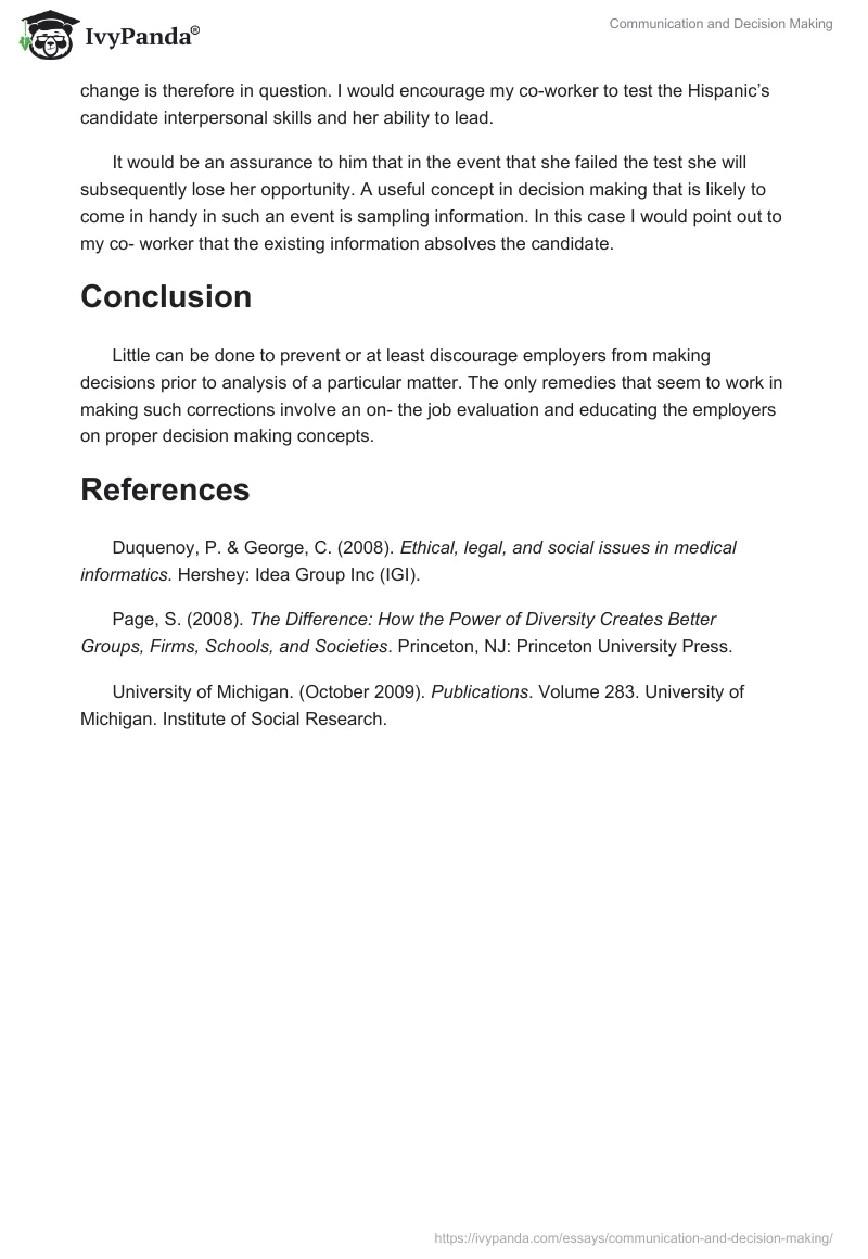 Communication and Decision Making. Page 3