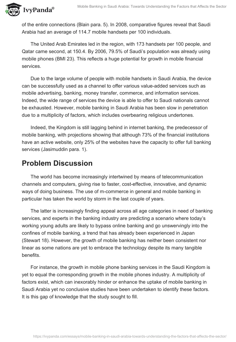 Mobile Banking in Saudi Arabia: Towards Understanding the Factors that Affects the Sector. Page 4