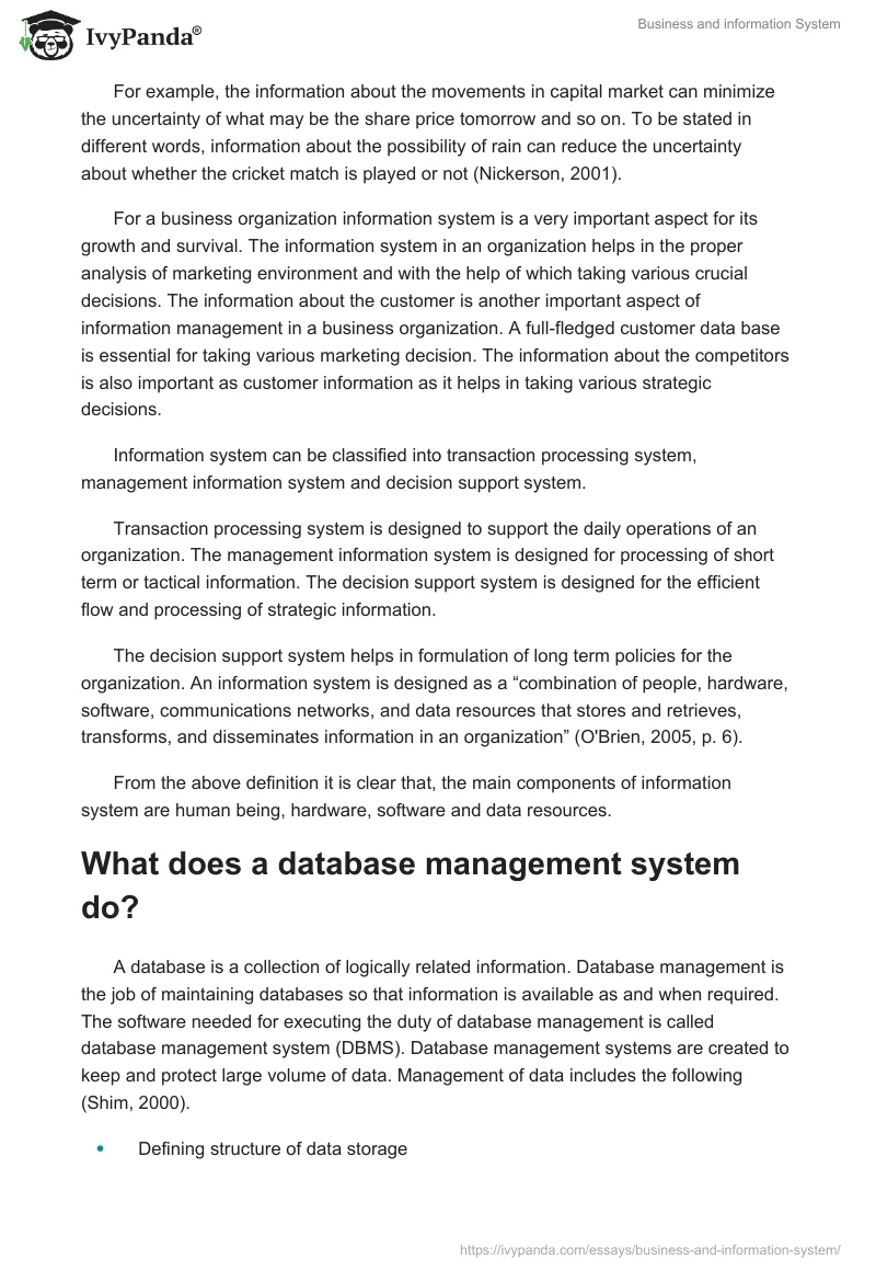 Business and information System. Page 2