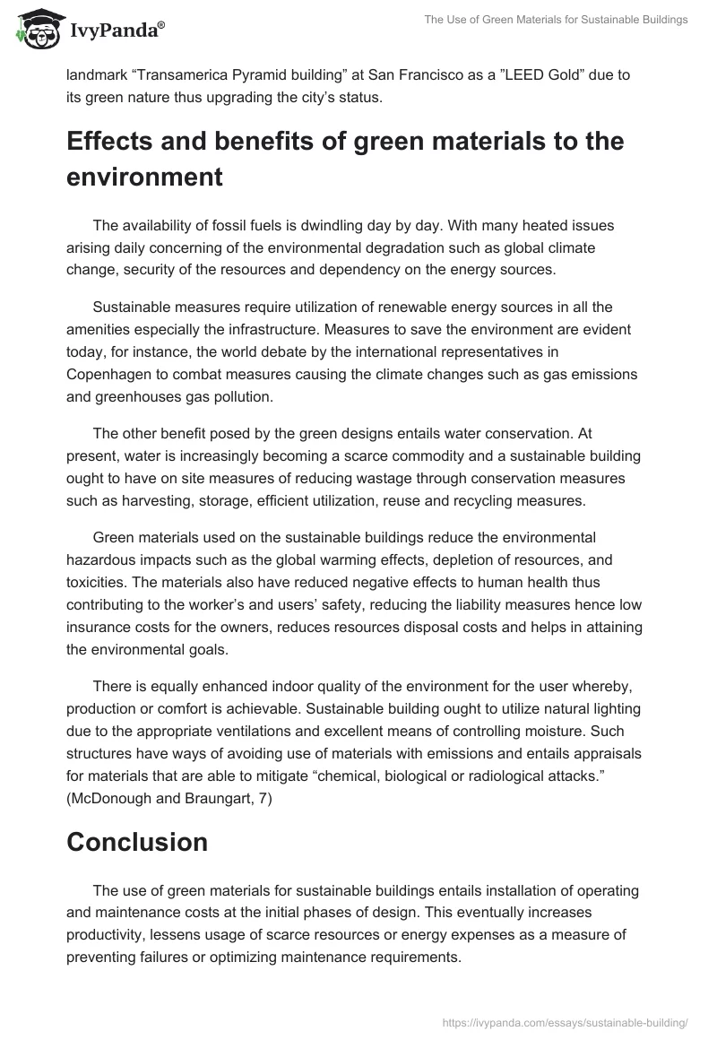 The Use of Green Materials for Sustainable Buildings. Page 2