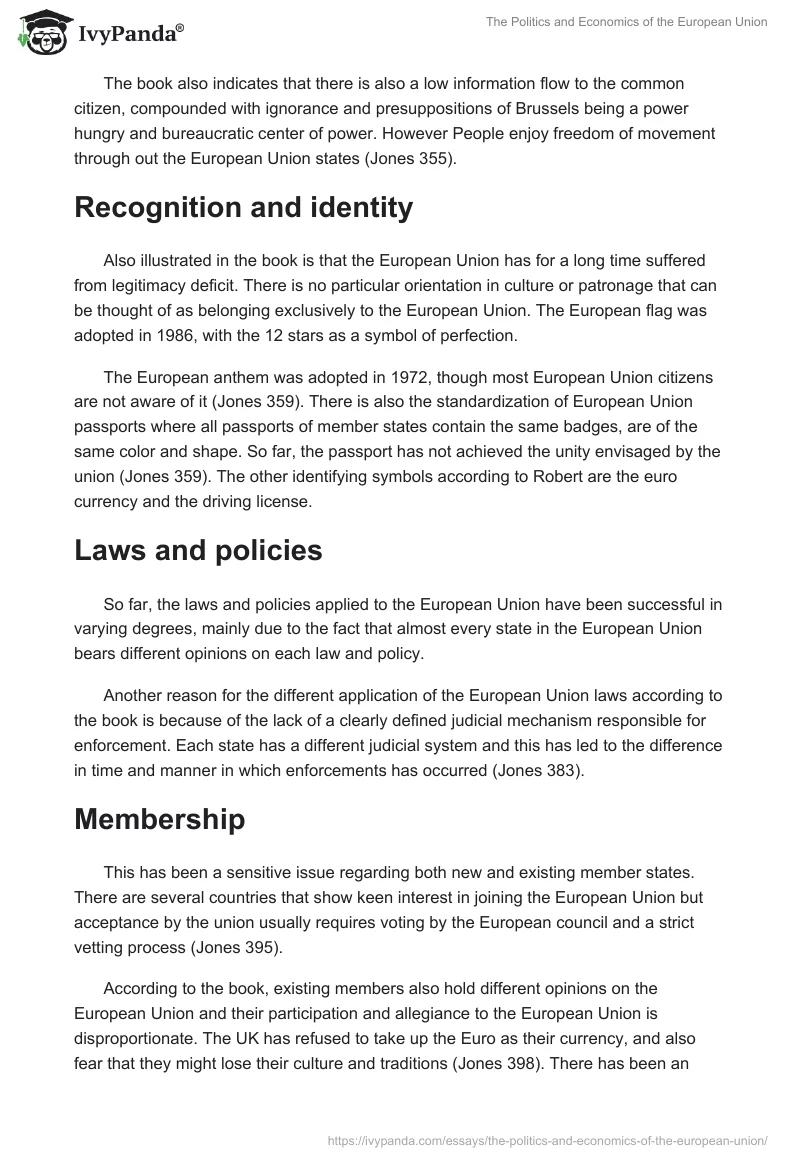The Politics and Economics of the European Union. Page 2