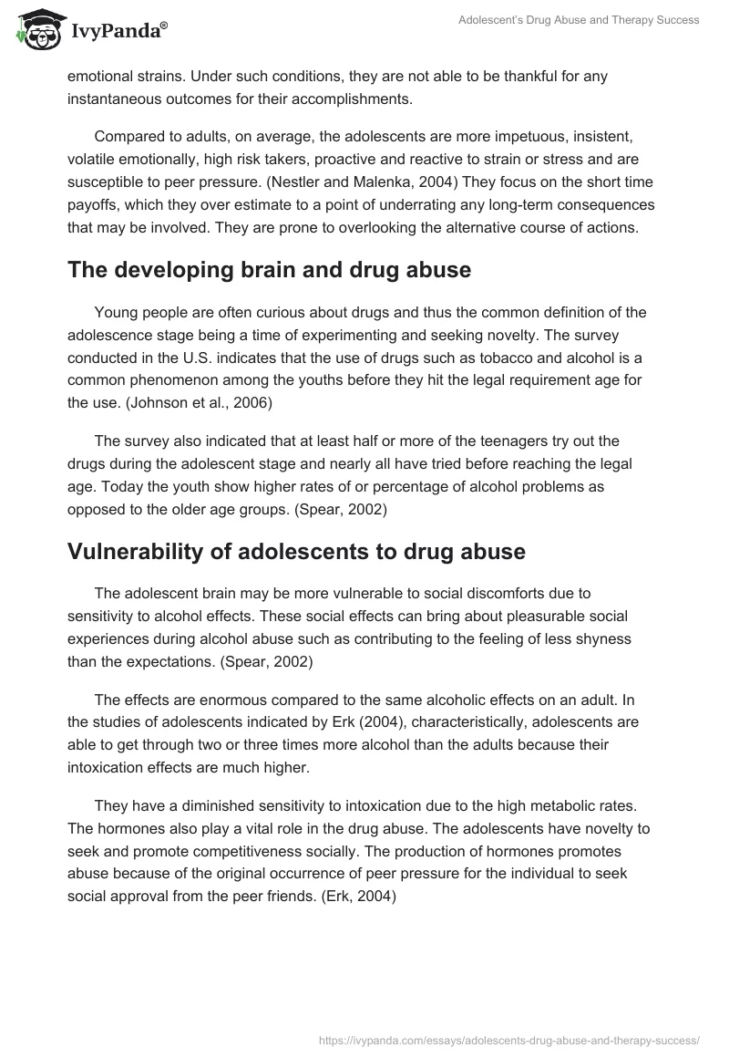 Adolescent’s Drug Abuse and Therapy Success. Page 3