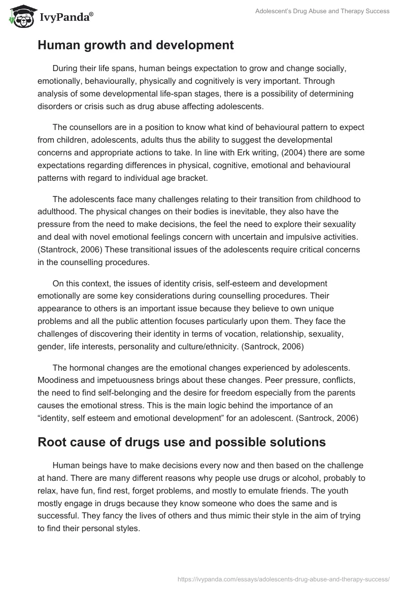 Adolescent’s Drug Abuse and Therapy Success. Page 4