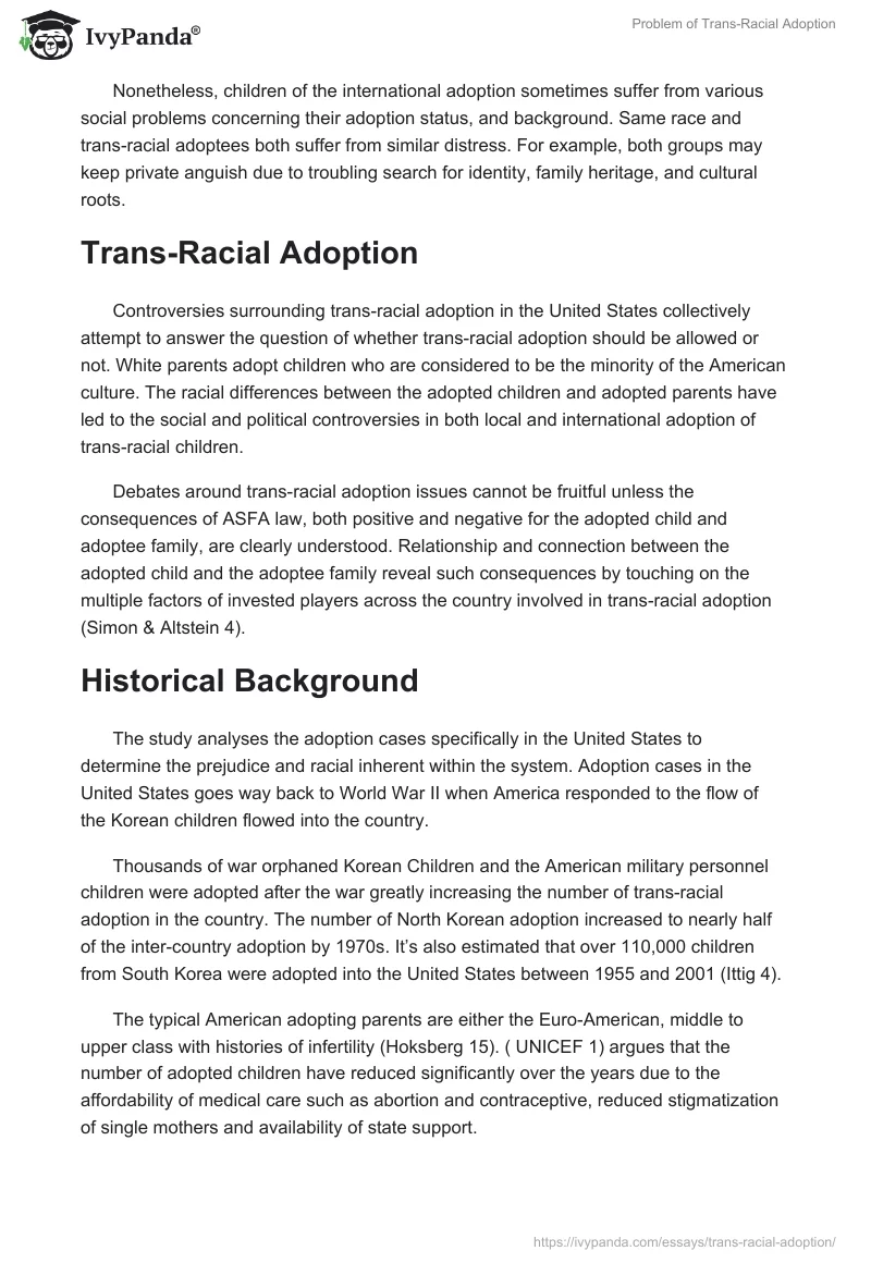 Problem of Trans-Racial Adoption. Page 2