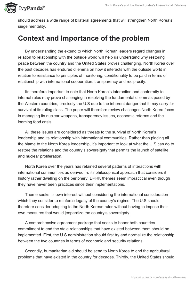 North Korea's and the United States's International Relations. Page 2