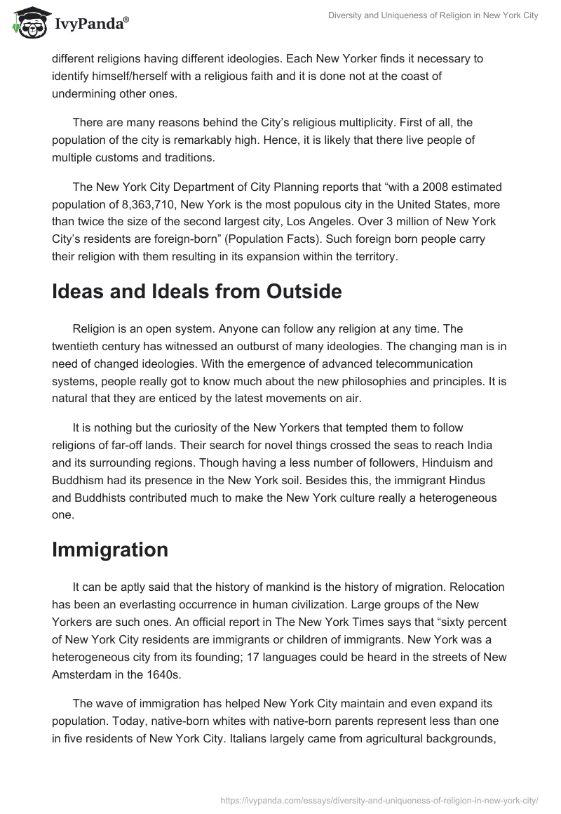 Diversity and Uniqueness of Religion in New York City. Page 2