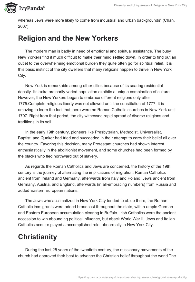 Diversity and Uniqueness of Religion in New York City. Page 3