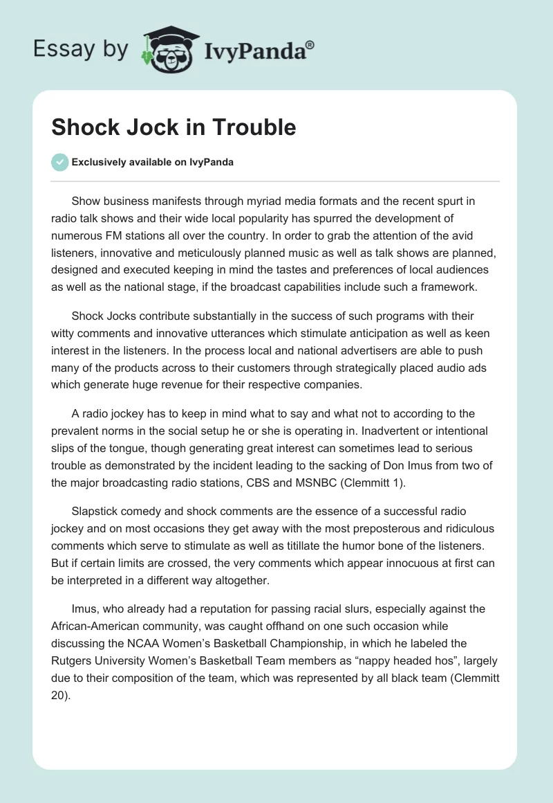 Shock Jock in Trouble. Page 1