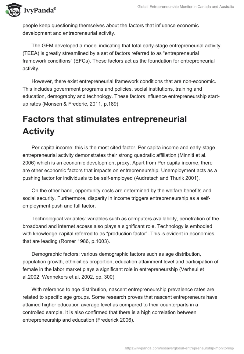 Global Entrepreneurship Monitor in Canada and Australia. Page 5