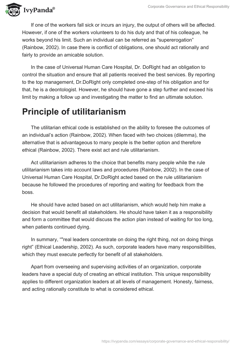 Corporate Governance and Ethical Responsibility. Page 4