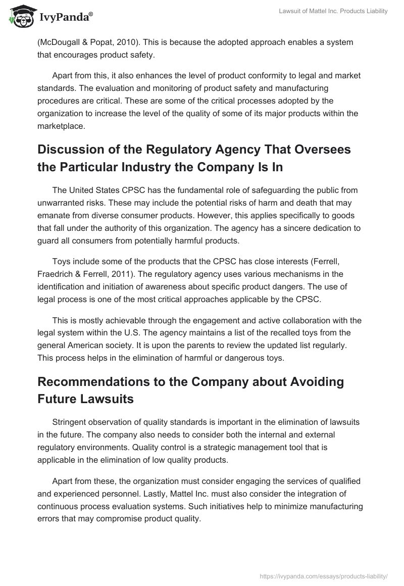 Lawsuit of Mattel Inc. Products Liability. Page 4