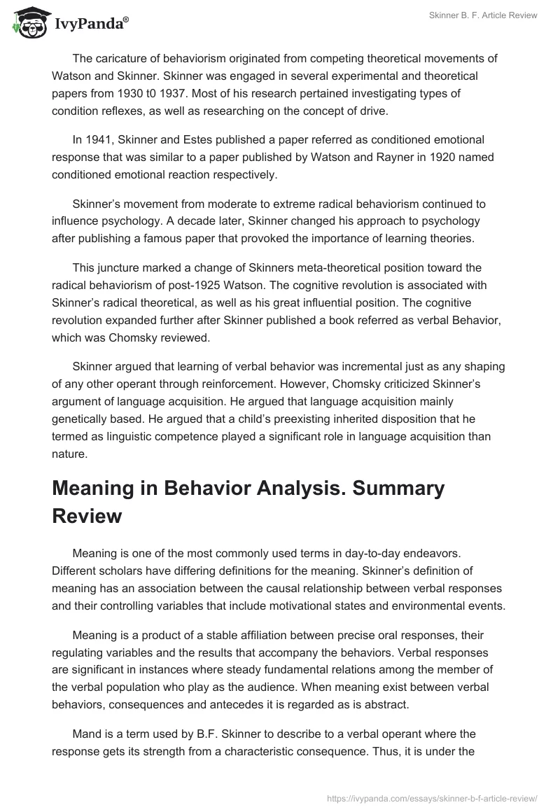 Skinner B. F. Article Review. Page 3