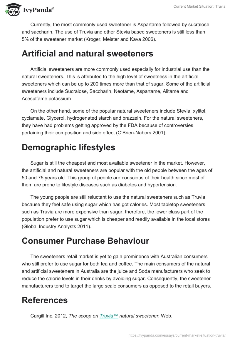 Current Market Situation: Truvia. Page 2