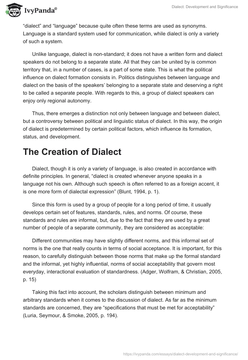 Dialect: Development and Significance. Page 4
