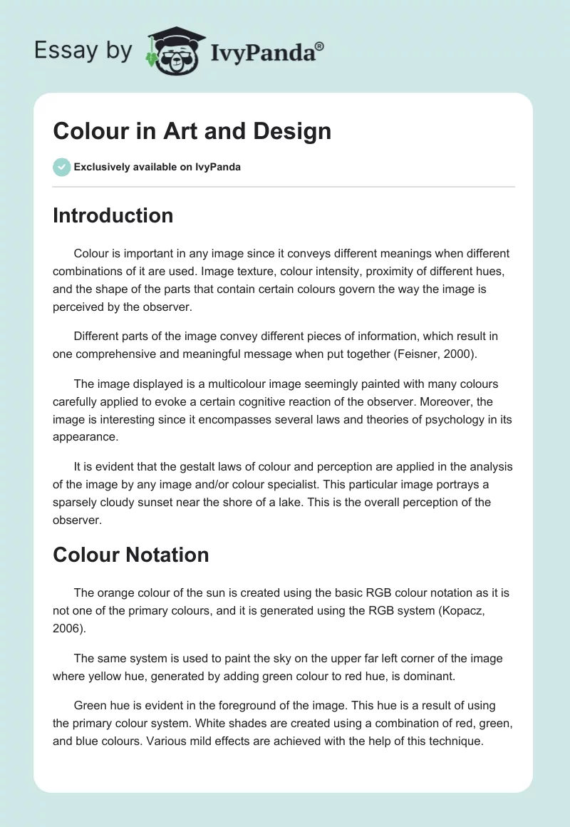 Colour in Art and Design. Page 1