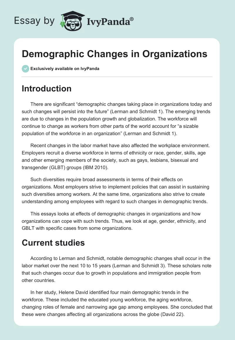 Demographic Changes in Organizations. Page 1