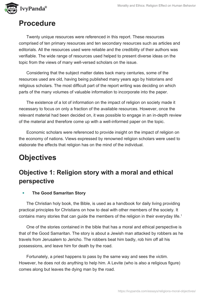 Morality and Ethics: Religion Effect on Human Behavior. Page 2