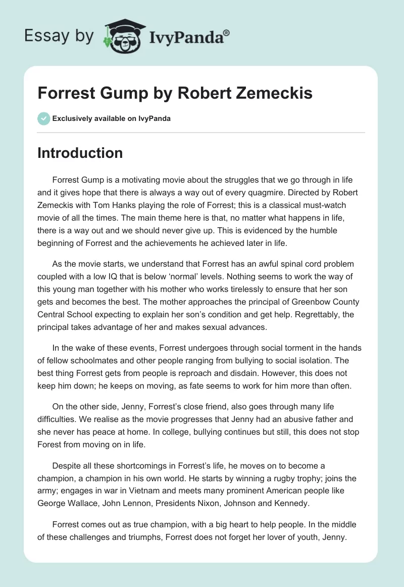 Forrest Gump by Robert Zemeckis. Page 1