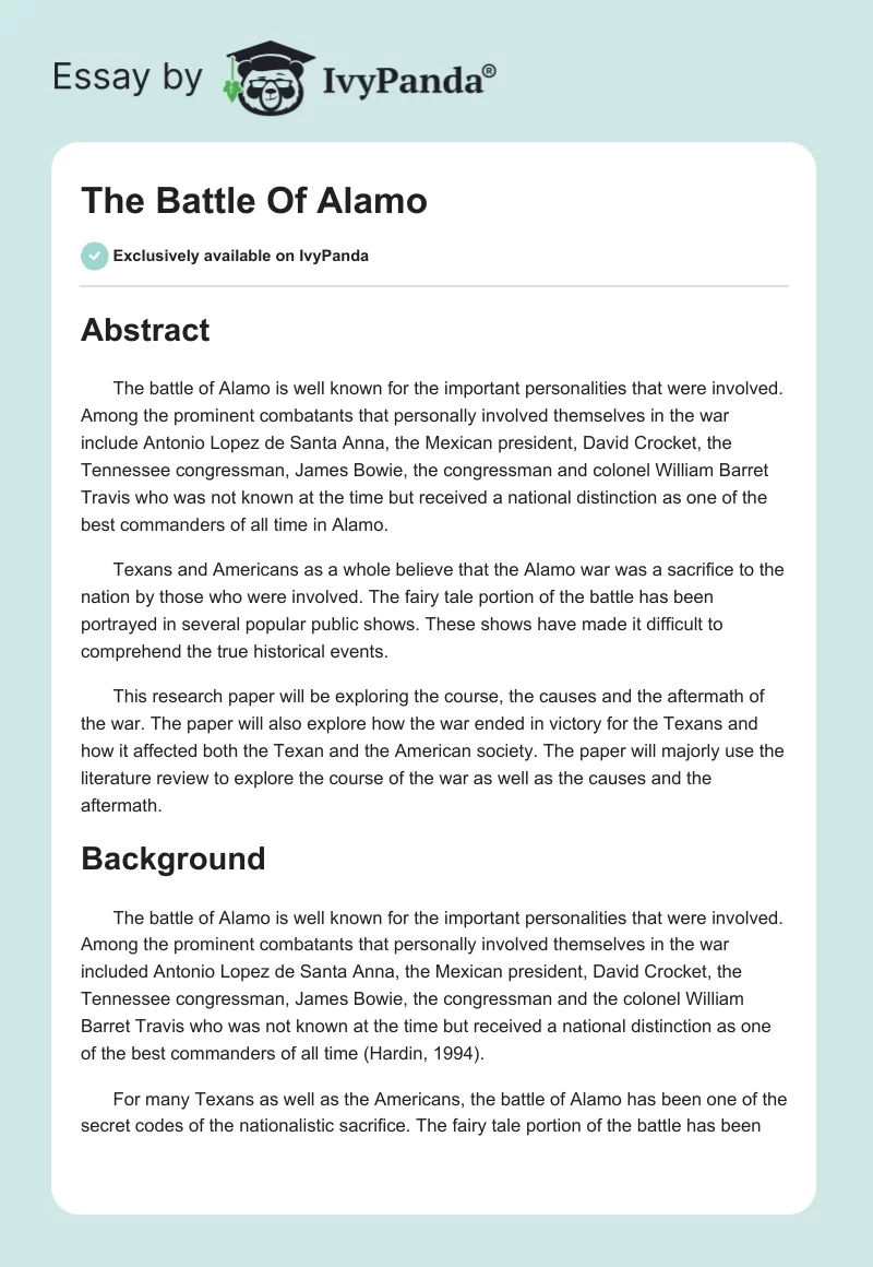 The Battle Of Alamo. Page 1