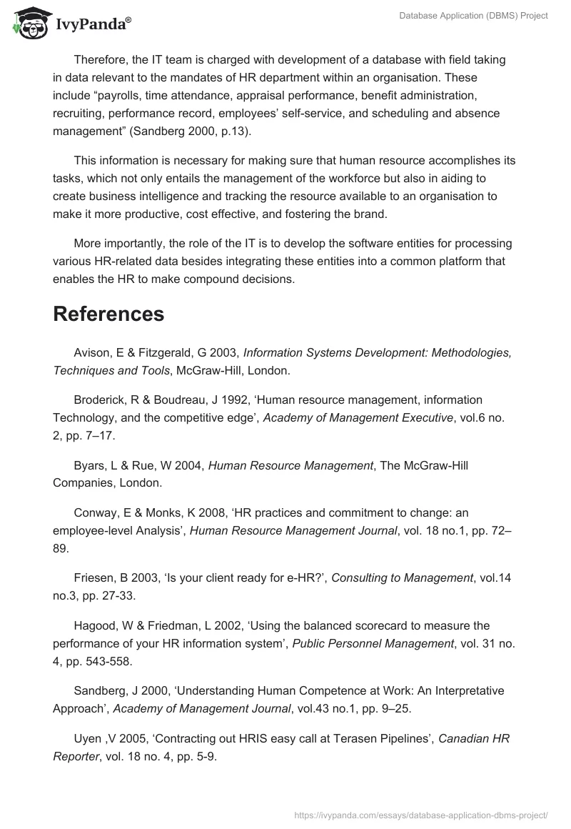 Database Application (DBMS) Project. Page 5