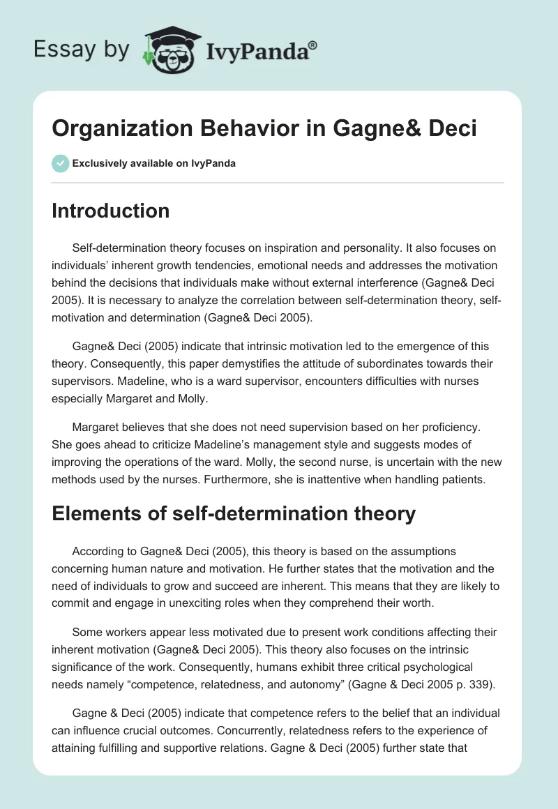 Organization Behavior in Gagne& Deci. Page 1
