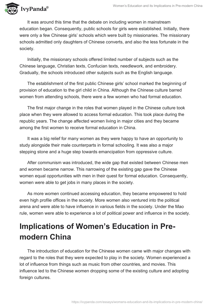 Women’s Education and its Implications in Pre-modern China. Page 3