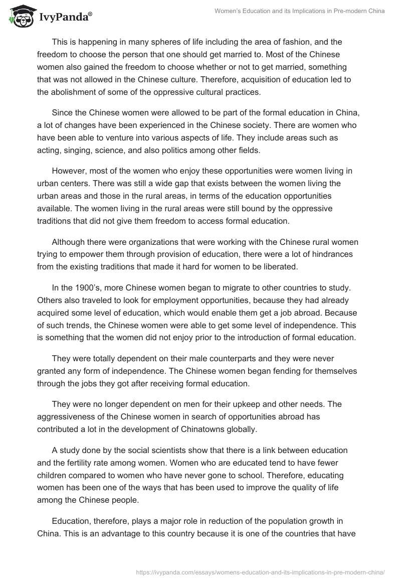 Women’s Education and its Implications in Pre-modern China. Page 4