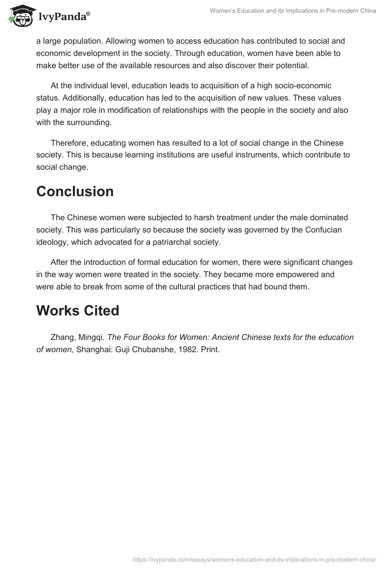 Women’s Education and its Implications in Pre-modern China. Page 5