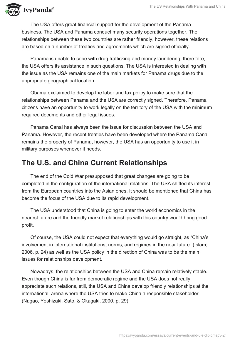 The US Relationships With Panama and China. Page 2