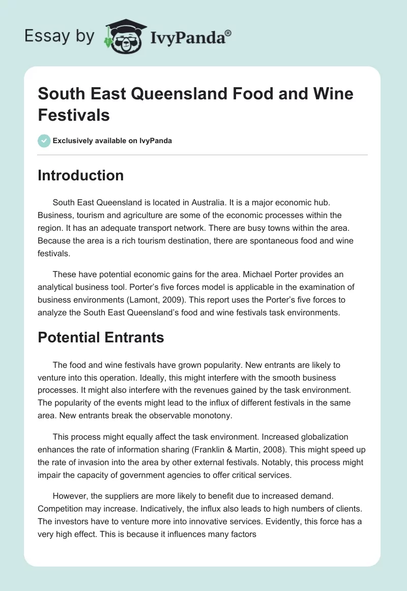 South East Queensland Food and Wine Festivals. Page 1