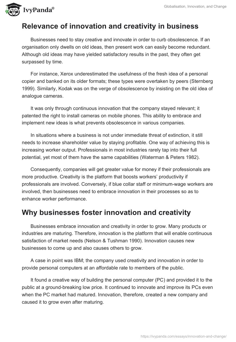 Globalisation, Innovation, and Change. Page 2