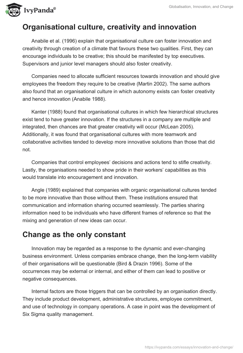 Globalisation, Innovation, and Change. Page 4