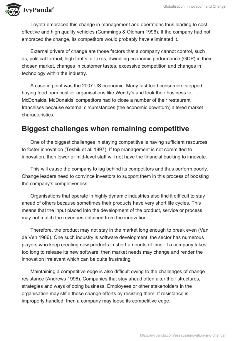 Globalisation, Innovation, and Change. Page 5