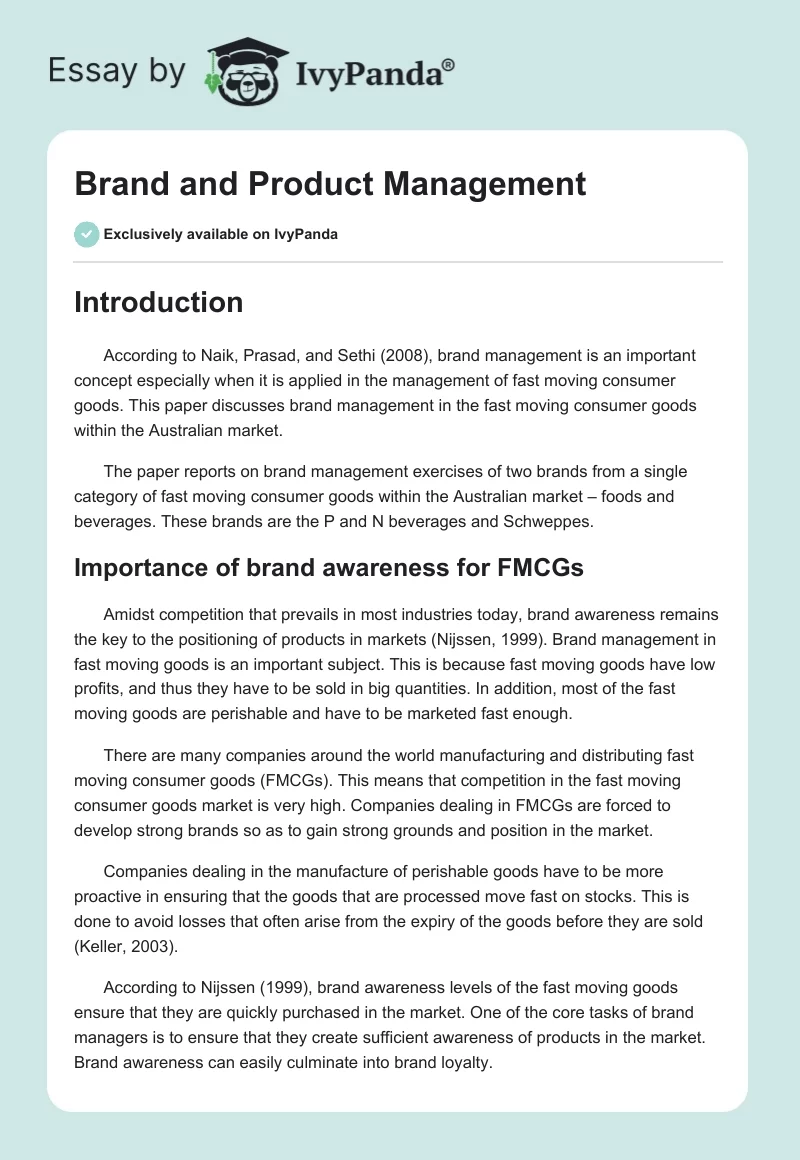 Brand and Product Management. Page 1