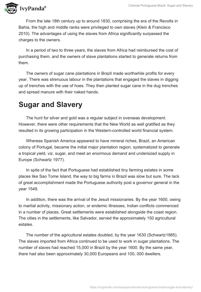 Colonial Portuguese Brazil: Sugar and Slavery. Page 2