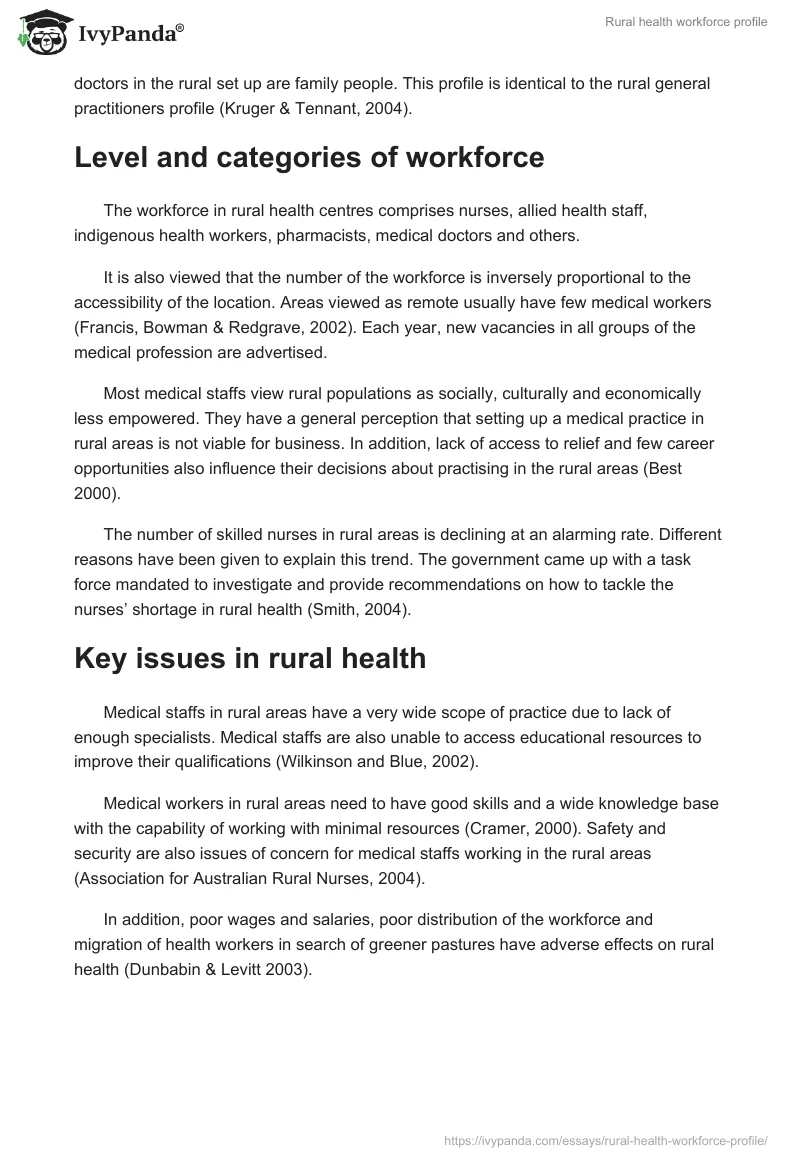 Rural Health Workforce Profile. Page 2